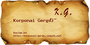 Korponai Gergő névjegykártya